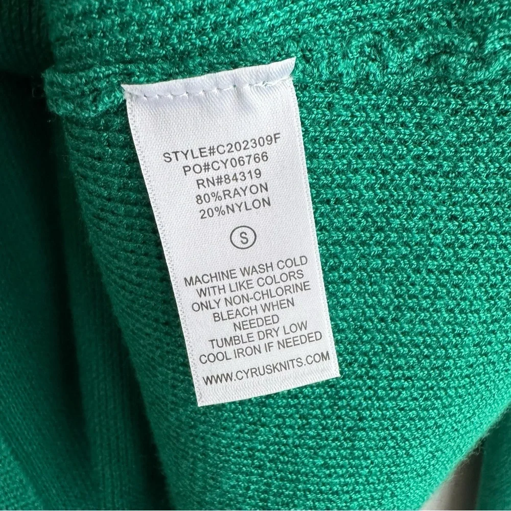 Cyrus Open Front Knit Cardigan Sz S Deep Kelly Green Sweater Classic Capsule EUC - Picture 11 of 11